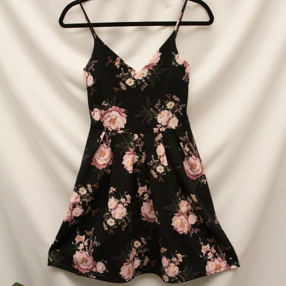 Floral Little Black Dress